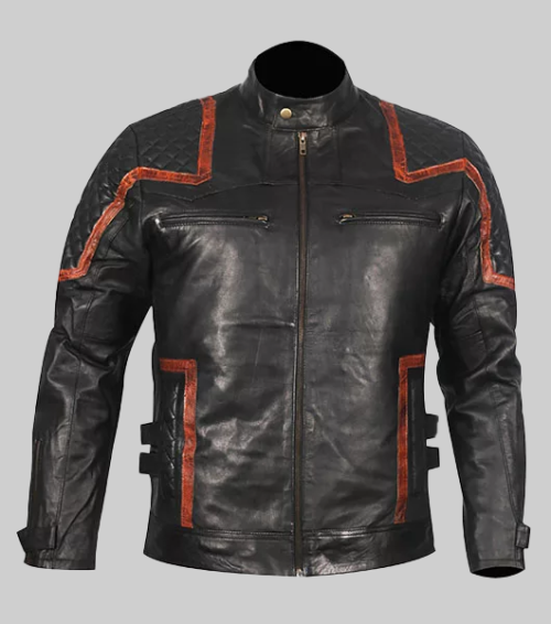 101 Vintage Distressed Motor Biker Real Leather Jacket-FrontView