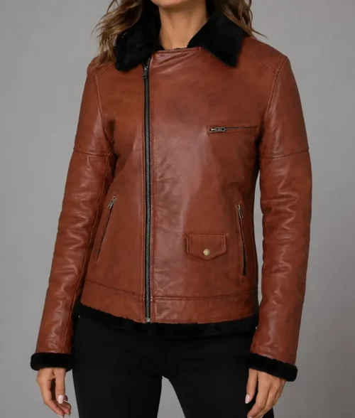 Aviator B3 Warm, Fur Lined Bomber Sheepskin Leather Jacket - Front