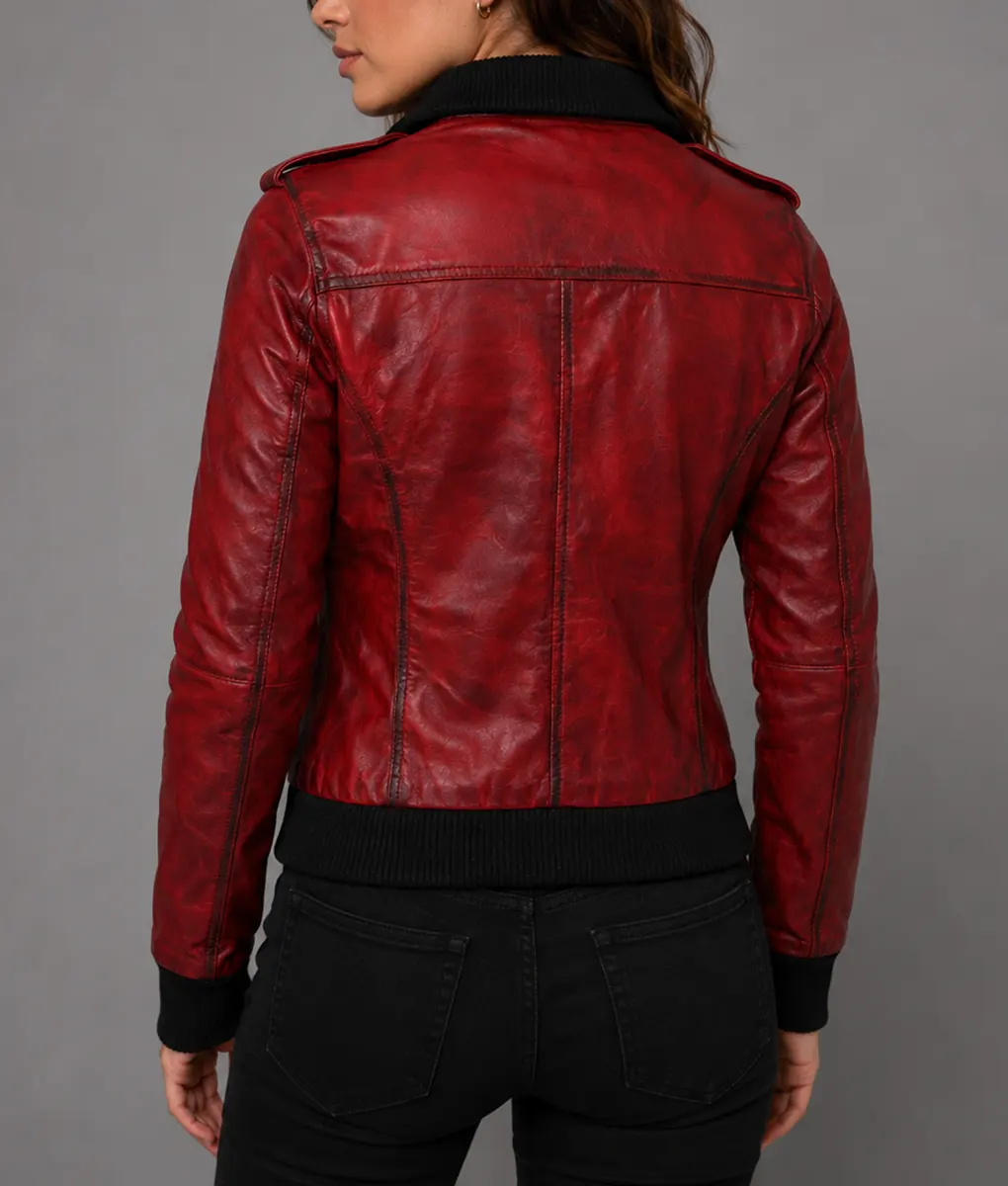 Ladies Cosmopolitan Fitted Fashion Genuine Leather Women Jacket - Back
