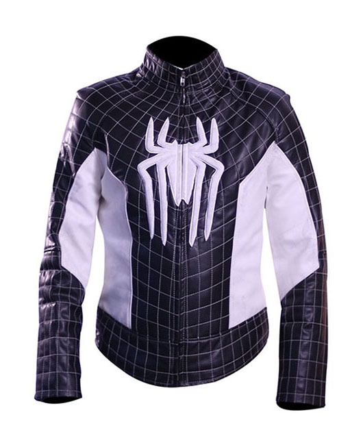 The Amazing Spiderman Jacket with White Padded Embossed Spider Logo