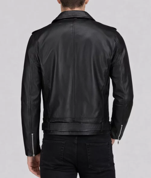 Zack Men's Black Leather Biker Style Jacket | Men's Black Leather Biker Style Jacket-2