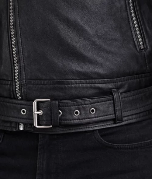Zack Men's Black Leather Biker Style Jacket | Men's Black Leather Biker Style Jacket-1