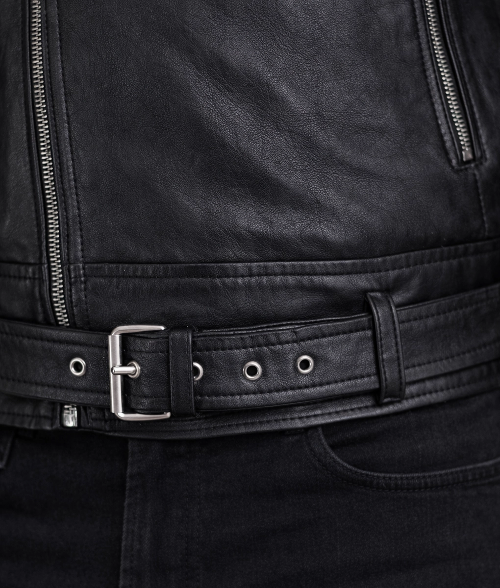 Zack Men's Black Leather Biker Style Jacket | Men's Black Leather Biker Style Jacket-1