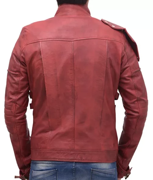 Alternative view of Star Lord Jacket in Maroon with 100% Real Leather