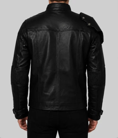 Chris Pratt's Star Lord Real Leather Jacket in Black Color - Back