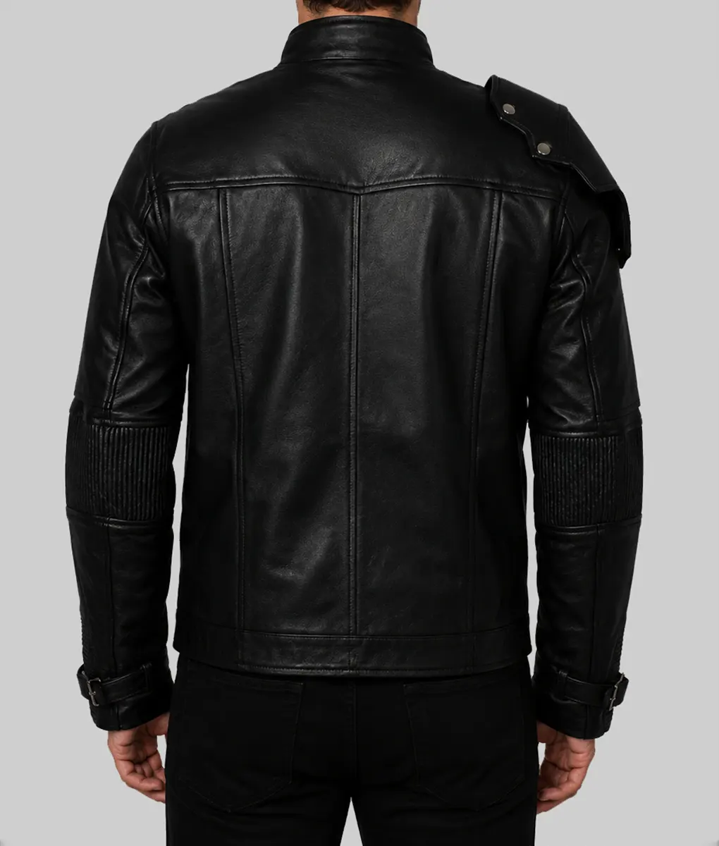 Chris Pratt's Star Lord Real Leather Jacket in Black Color - Back