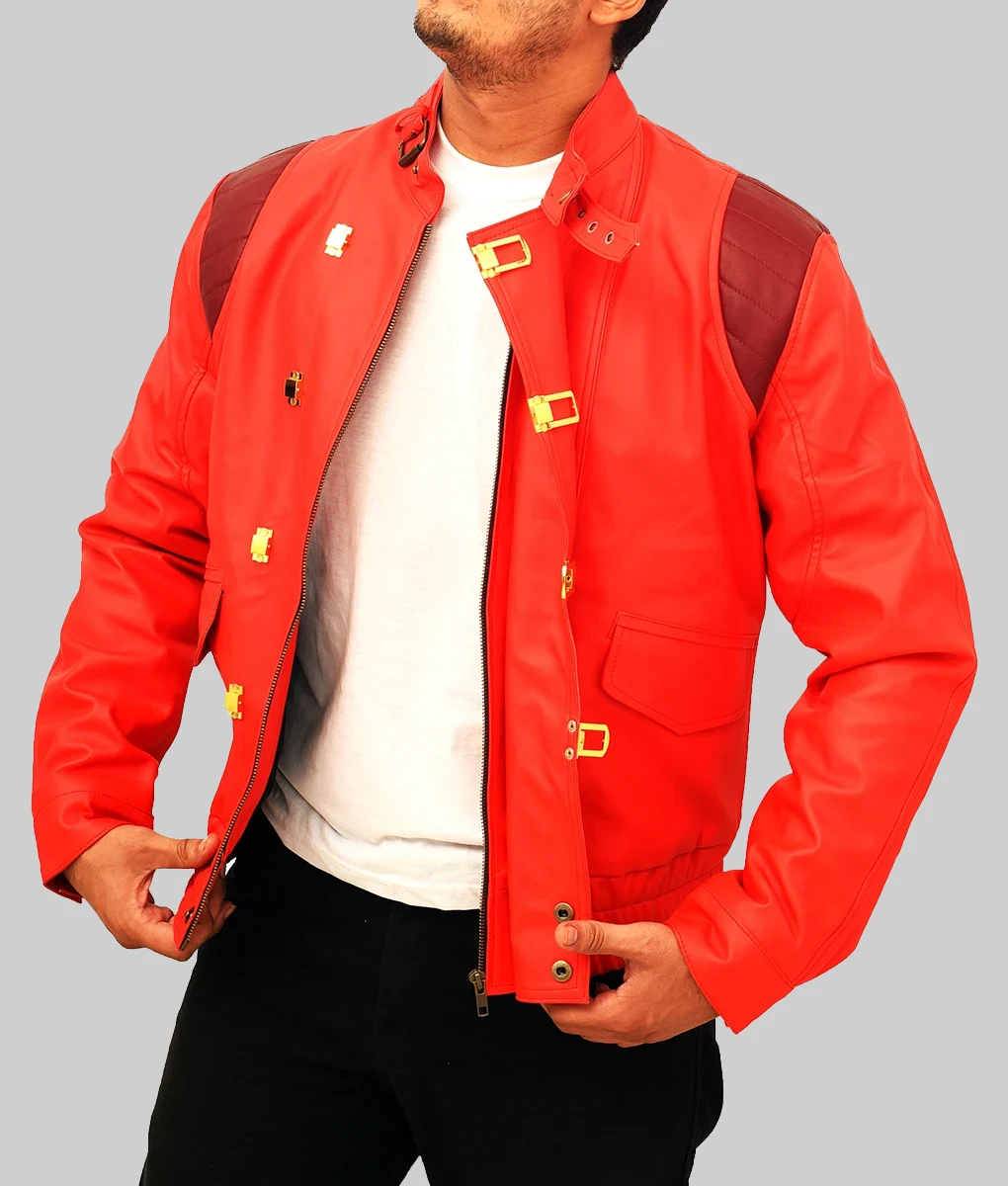Akira Kaneda Red Leather Jacket - Front Open