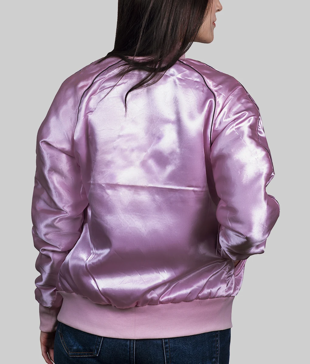 Grease Pink Satin Bomber Jacket - Back