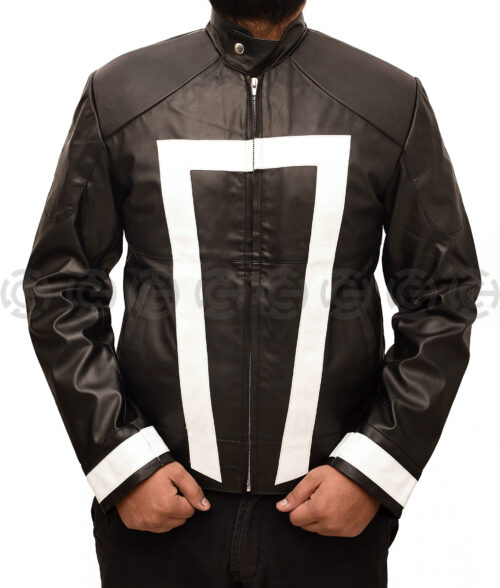 Agents of Shield Ghost Rider Leather Jacket - Ghost Rider Jackets | Men's Leather Biker Jacket - Front View
