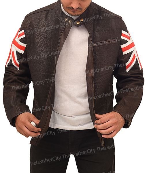 Vintage Cafe Racer Leather Jacket