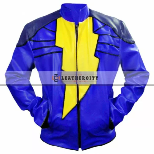 Captain Marvel Shazam Leather Jacket - Blue