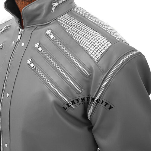 Michael Jackson Beat It Leather Jacket - Gray