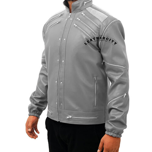 Michael Jackson Beat It Leather Jacket - Gray