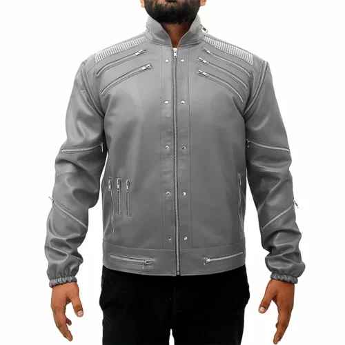 Michael Jackson Beat It Leather Jacket - Gray