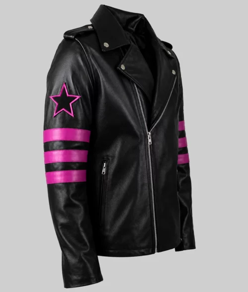 Bret Black Leather Biker Jacket-Right