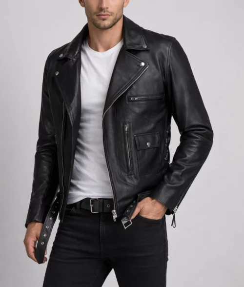 Finn Men's Black Motorcycle Leather Jacket | Men's Black Motorcycle Jacket-4