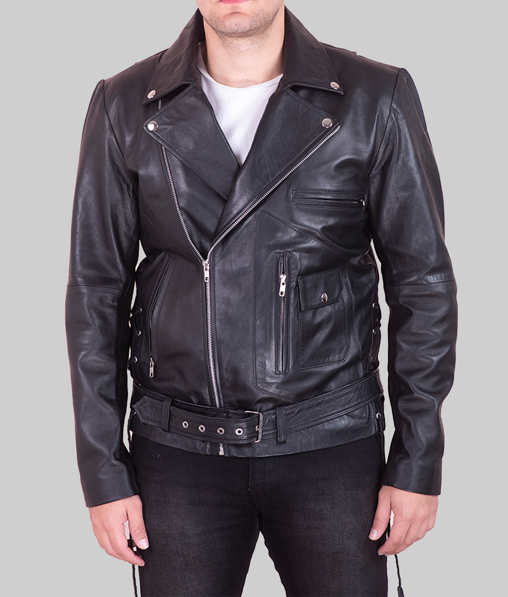 Finn Men's Black Motorcycle Leather Jacket