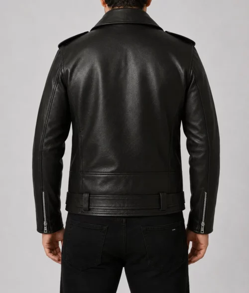 Jughead Jones Black Leather Biker Jacket - Back
