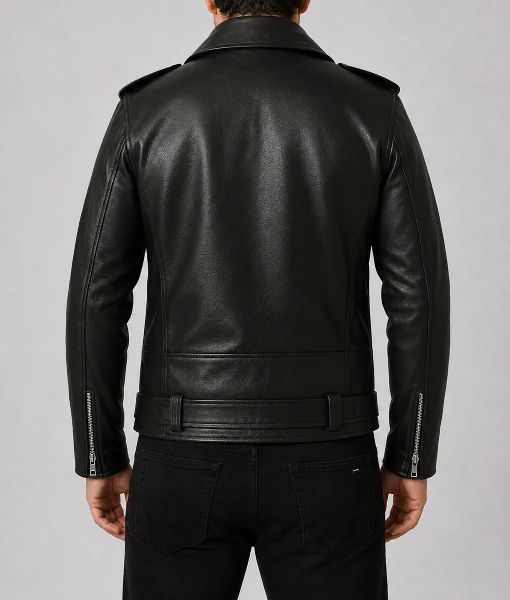 Jughead Jones Black Leather Biker Jacket - Back