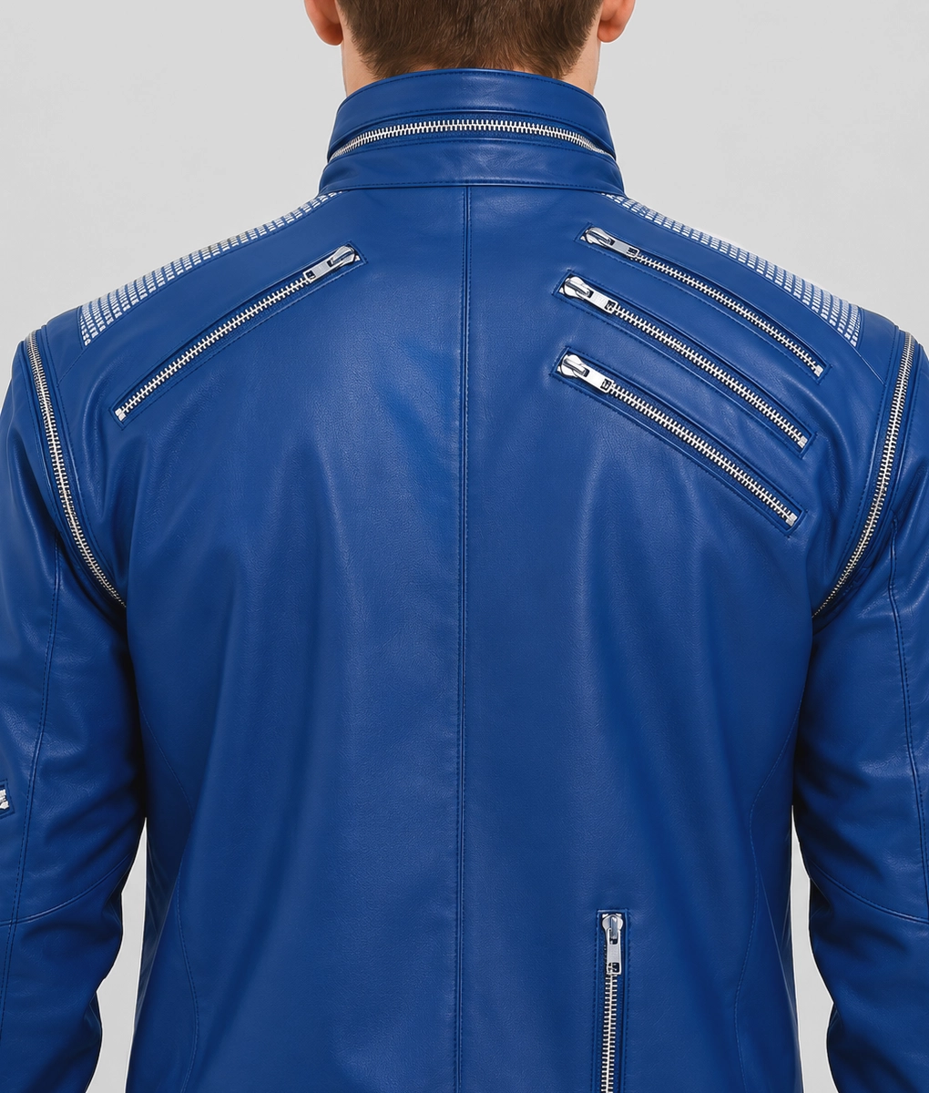 MJ Beat It Jacket in Blue - Back Zoom