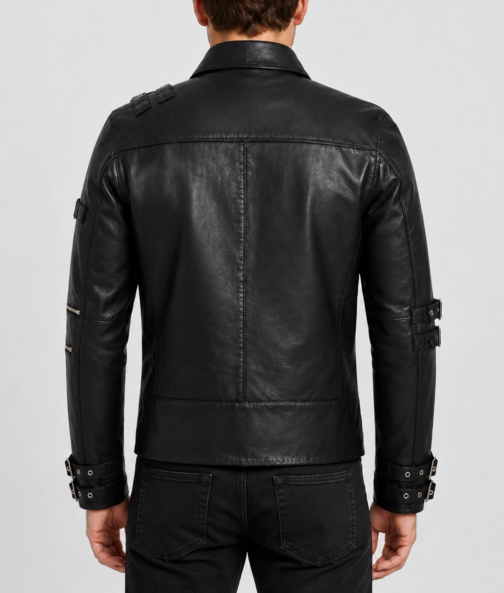 MJ Black Leather Bad Jacket - Back