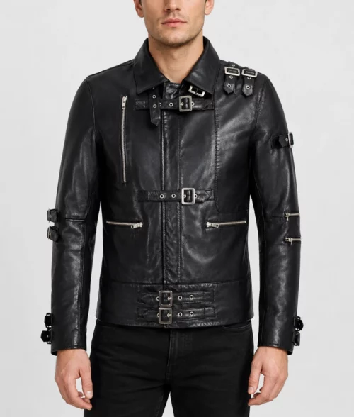 MJ Black Leather Bad Jacket - Front