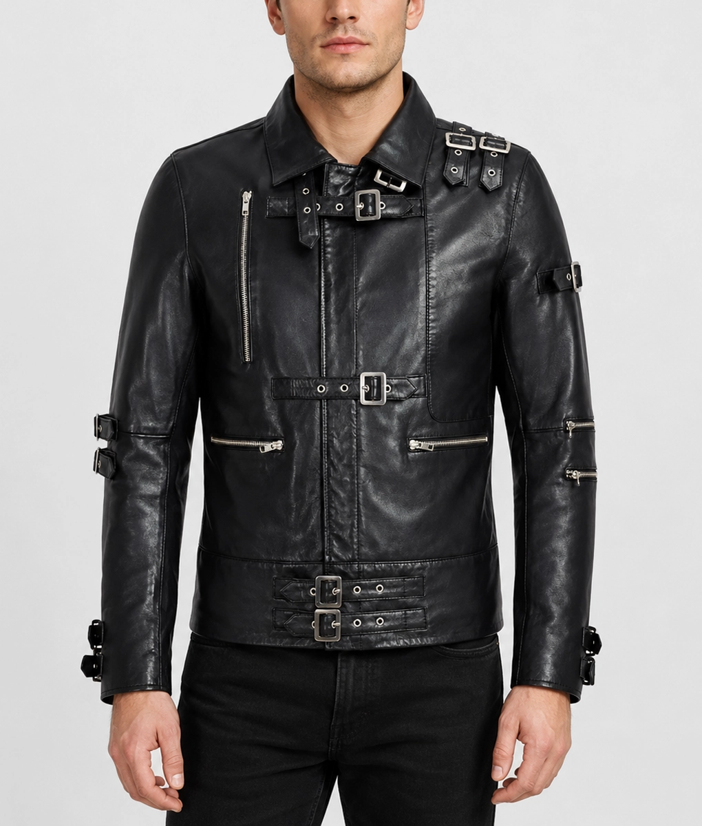 MJ Black Leather Bad Jacket - Front