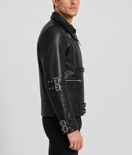 MJ Black Leather Bad Jacket - Right Side