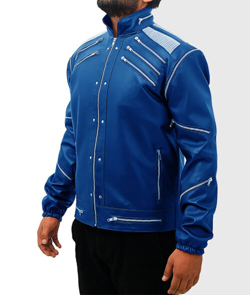 Michael Jackson Beat It Leather Jacket - Blue