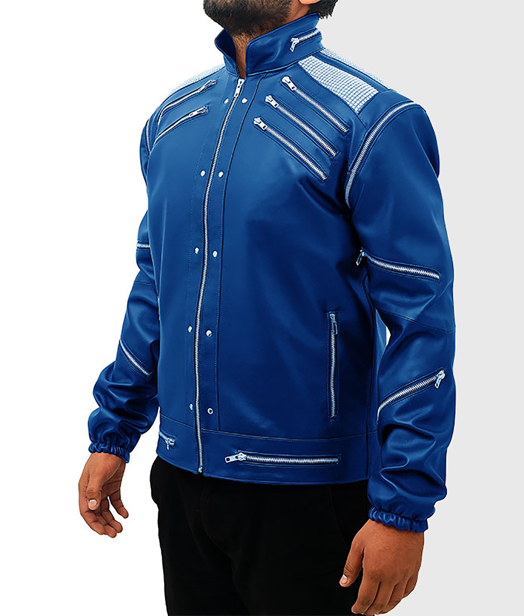 Michael Jackson Beat It Leather Jacket - Blue