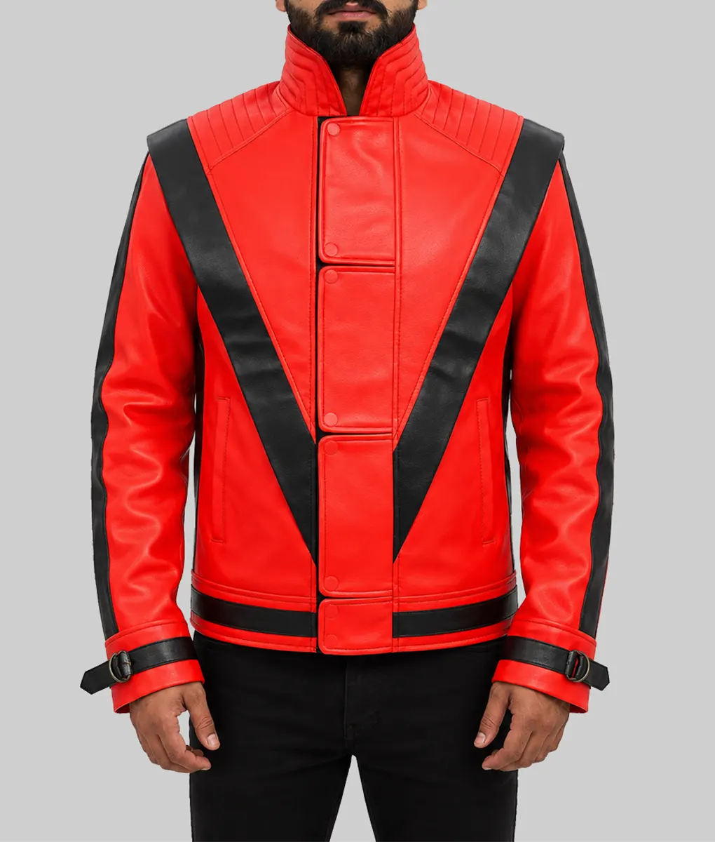 Michael Jackson Thriller Red Leather Jacket - TheLeatherCity