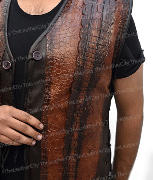 Dundee Crocodile Leather Vest worn by Danny McBride TheLeatherCity