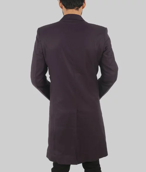 Joker Purple Wool Trench Coat-BackView