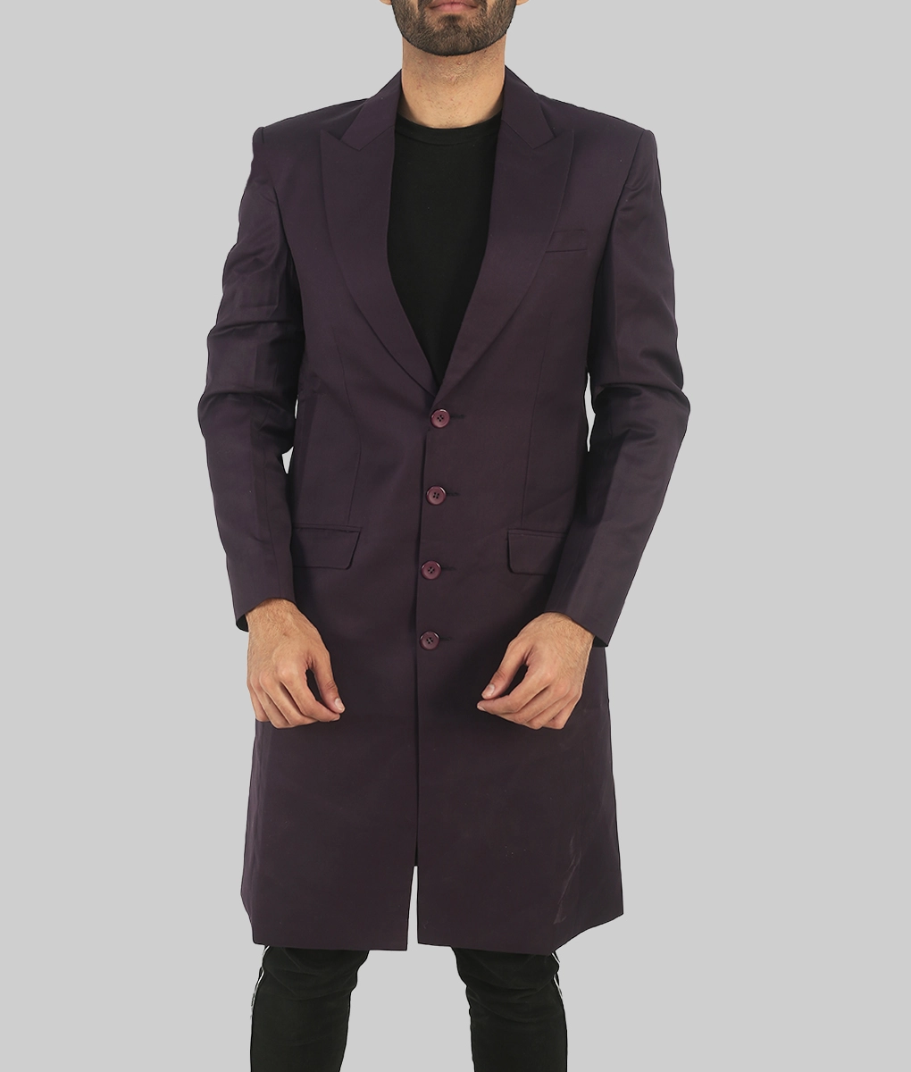 Joker Purple Wool Trench Coat-FrontView
