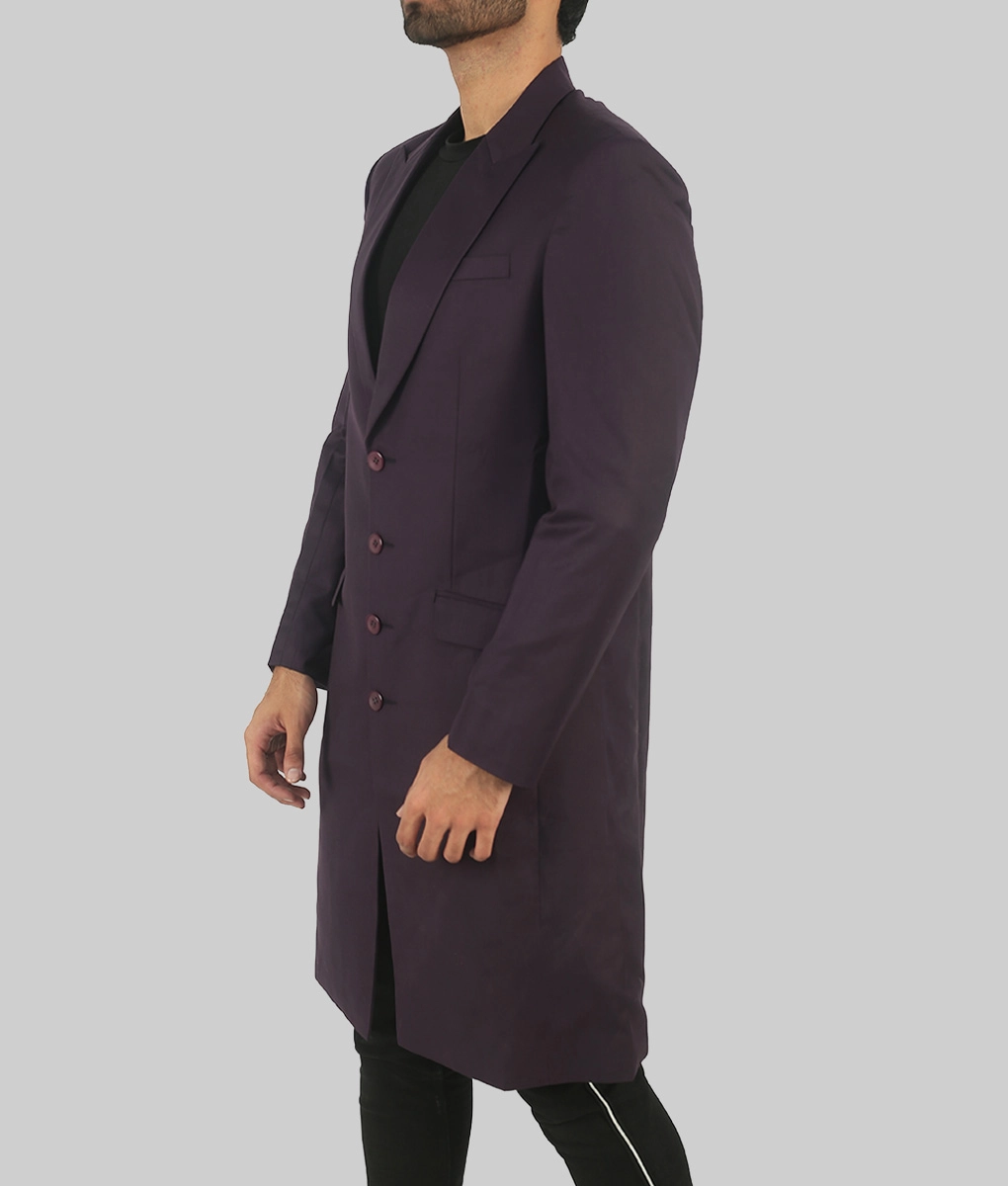 Joker Purple Wool Trench Coat-SideView