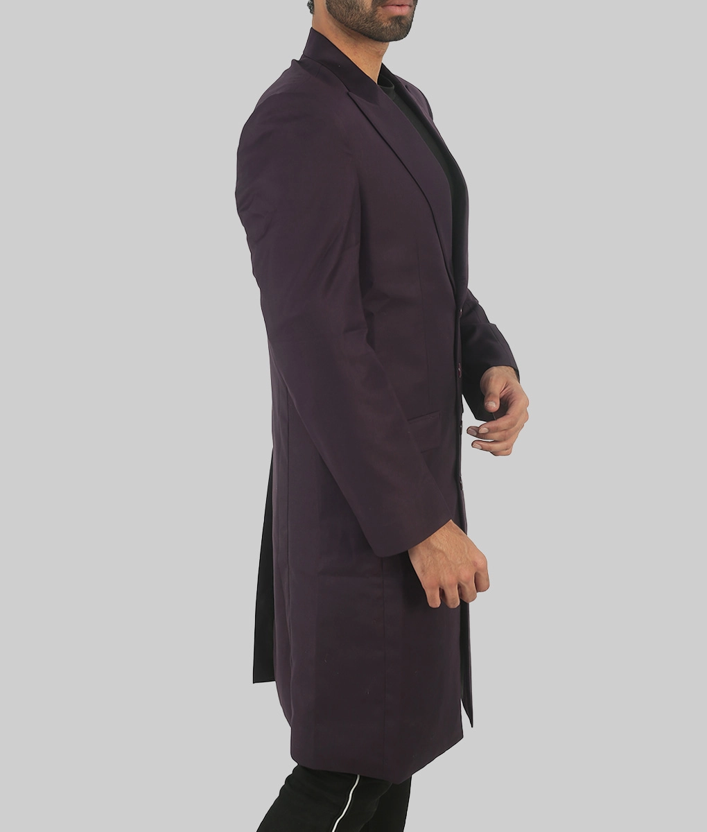 Joker Purple Wool Trench Coat-SideView2