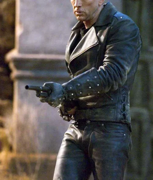 Nicolas Cage Ghost Rider Black Motorcycle Real Leather Jacket