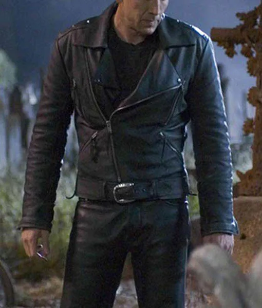 Nicolas Cage Ghost Rider Black Motorcycle Real Leather Jacket