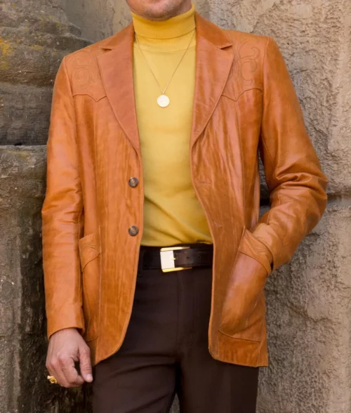 Once Upon A Time In Hollywood Leonardo DiCaprio Leather Blazer - Front