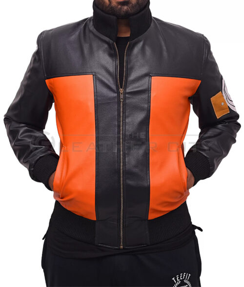 Naruto Shippuden Uzumaki Orange Leather Jacket 1