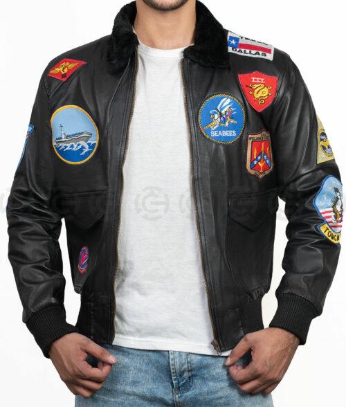 Tom Cruise Leather Jacket Top Gun - Tom Cruise Jacket | Men's Leather Bomber Jacket - Front View