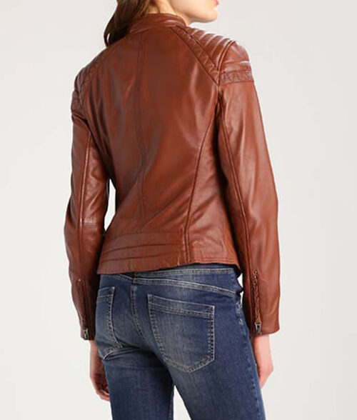 Women's Browny Cafe Racer Leather Jacket