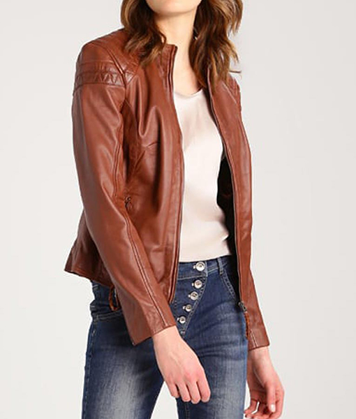 Women's Browny Cafe Racer Leather Jacket