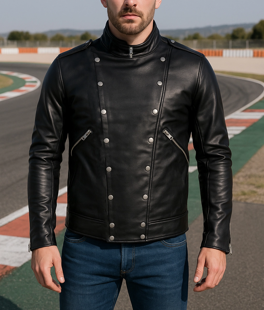 Mad Max English Racer Biker Black Leather Jacket TheLeatherCity
