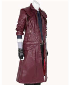 Red leather long jacket Clearance