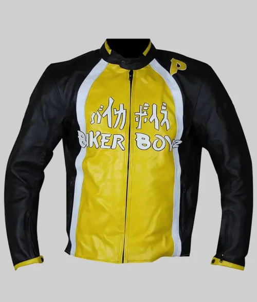 Derek Luke aka Biker Boyz Kid Yellow Biker Leather Jacket-Front