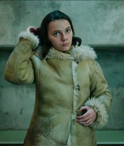 His Dark Materials Lyra Belacqua (Dafne Keen) Fur Leather Coat With Hood
