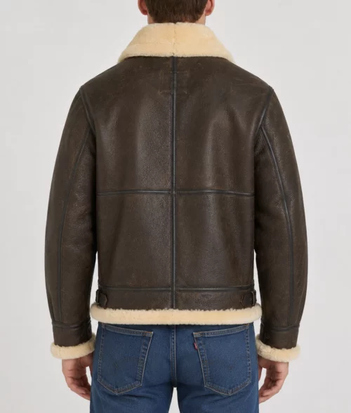 Gerald Men's Brown B-3 Leather Bomber Jacket - Back