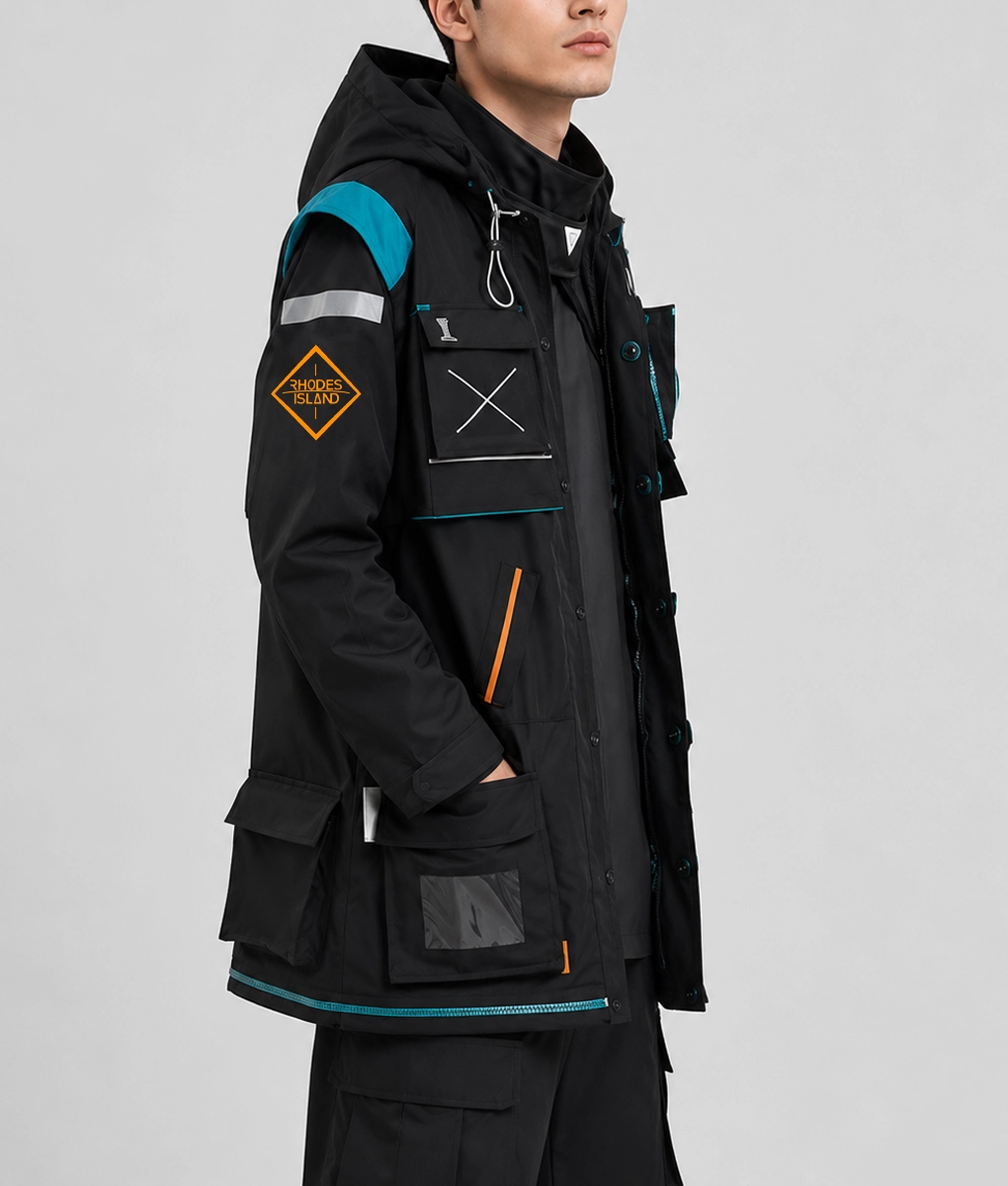 Arknights Rhodes Island Doctor Cosplay Hooded Gamer Coat - Side