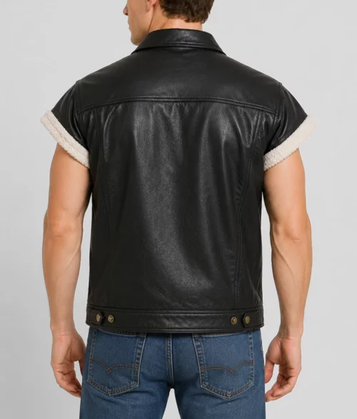 John Marston Black Leather Vest - Back